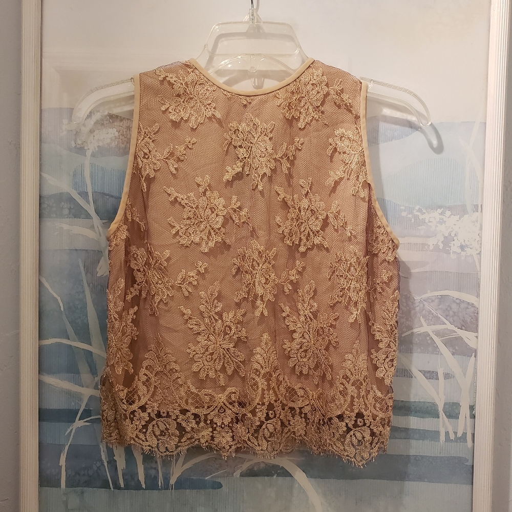 Vtg Linda Allard  Ellen Tracy Women's Crop Top Lace Lined Sz 8